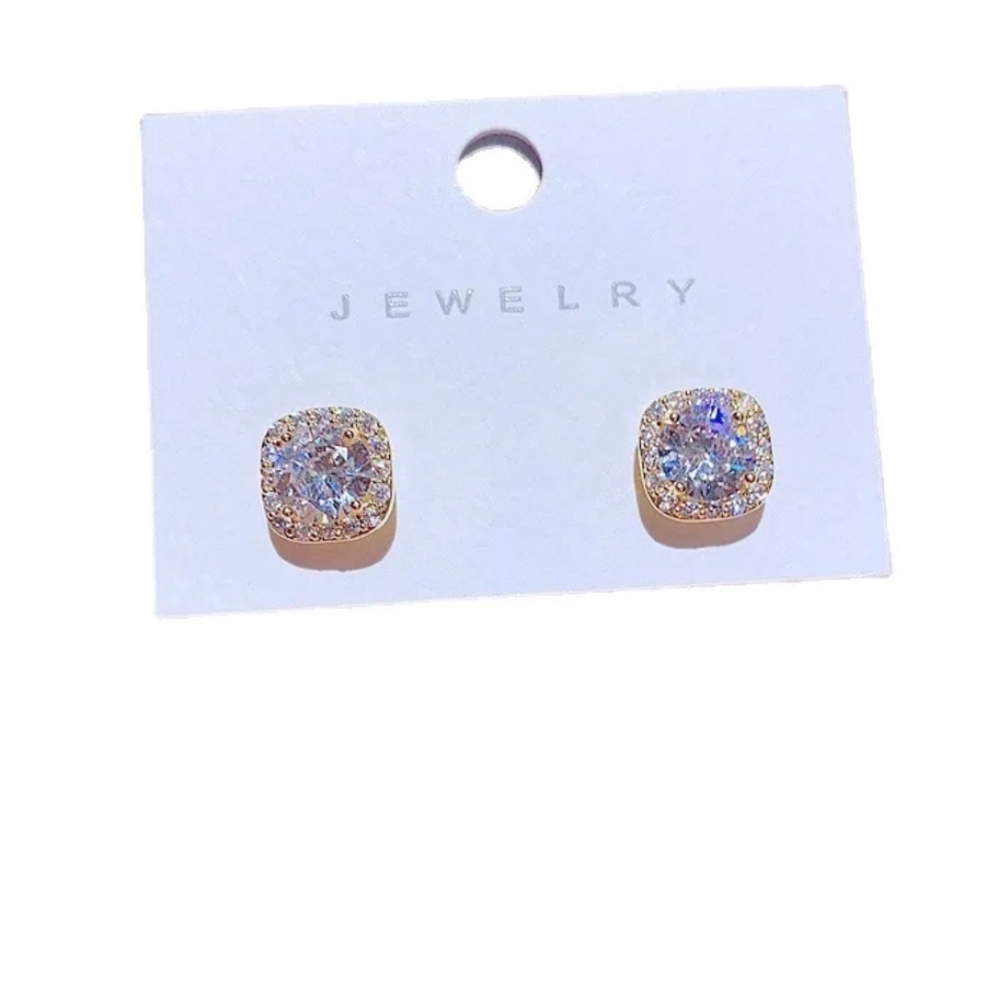 14k gold or sterling silver diamond earrings - Picture 7 of 8